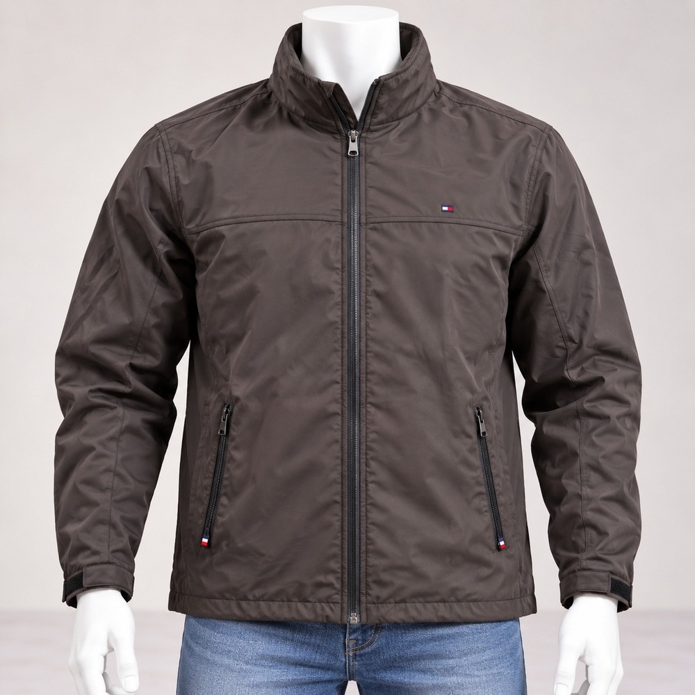 Tommy Hilfiger Softshell Jacket Mens 3XL Brown Full Zip Mesh Lined Mock Neck